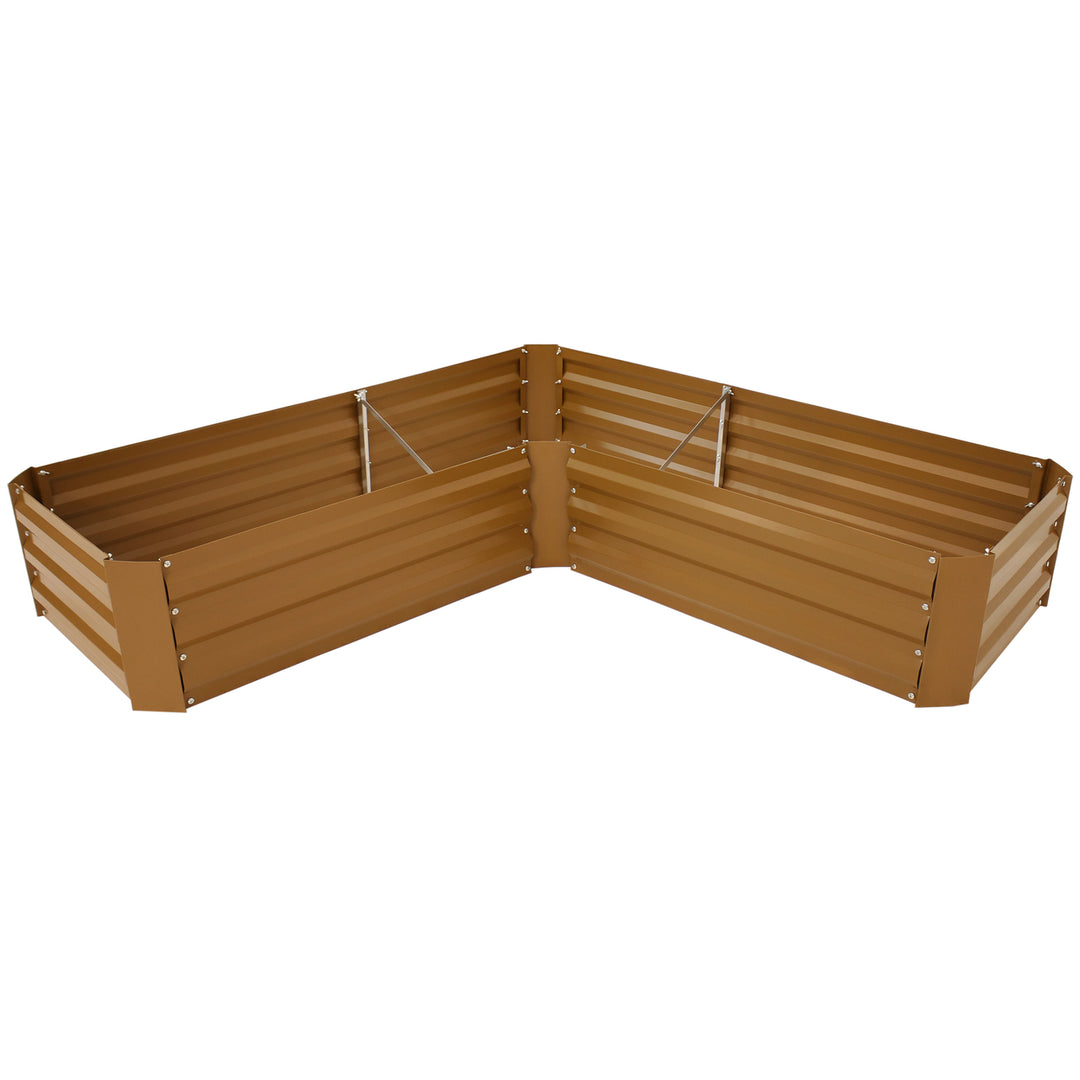 Sunnydaze Galvanized Steel L-Shaped Raised Garden Bed - 59.5 in - Brown Image 10