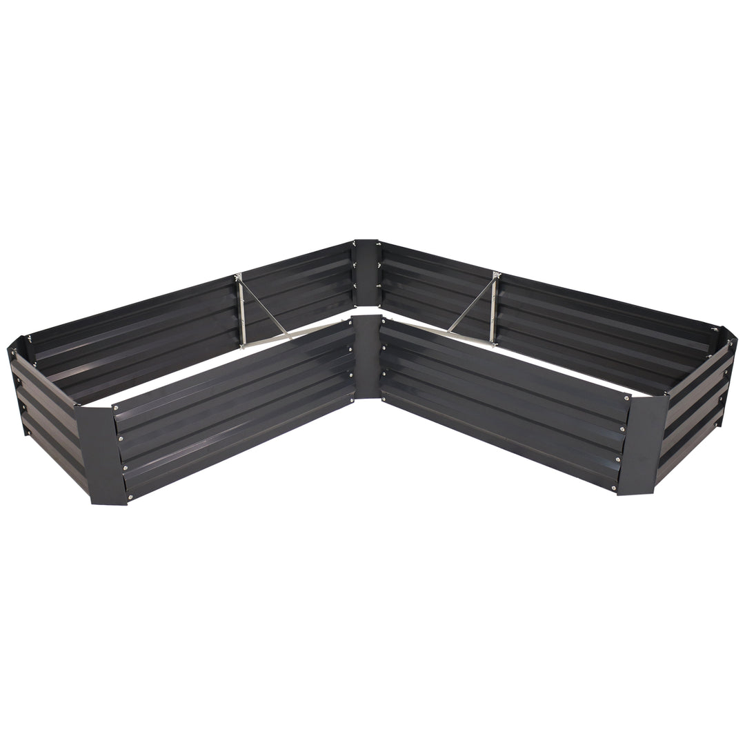 Sunnydaze Galvanized Steel L-Shaped Raised Garden Bed - 59.5 in - Dark Gray Image 10