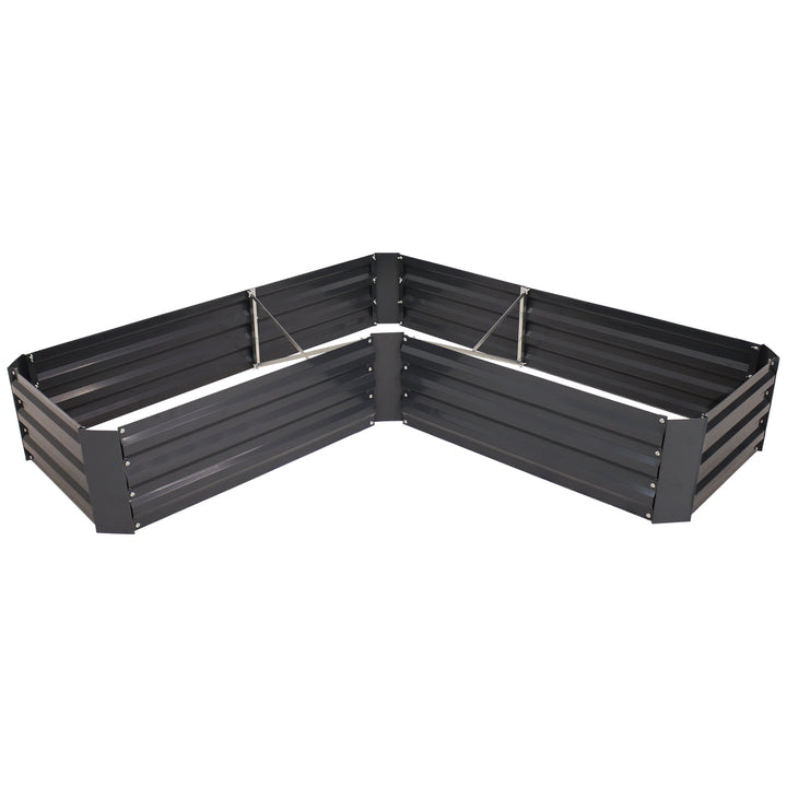 Sunnydaze Galvanized Steel L-Shaped Raised Garden Bed - 59.5 in - Dark Gray Image 12