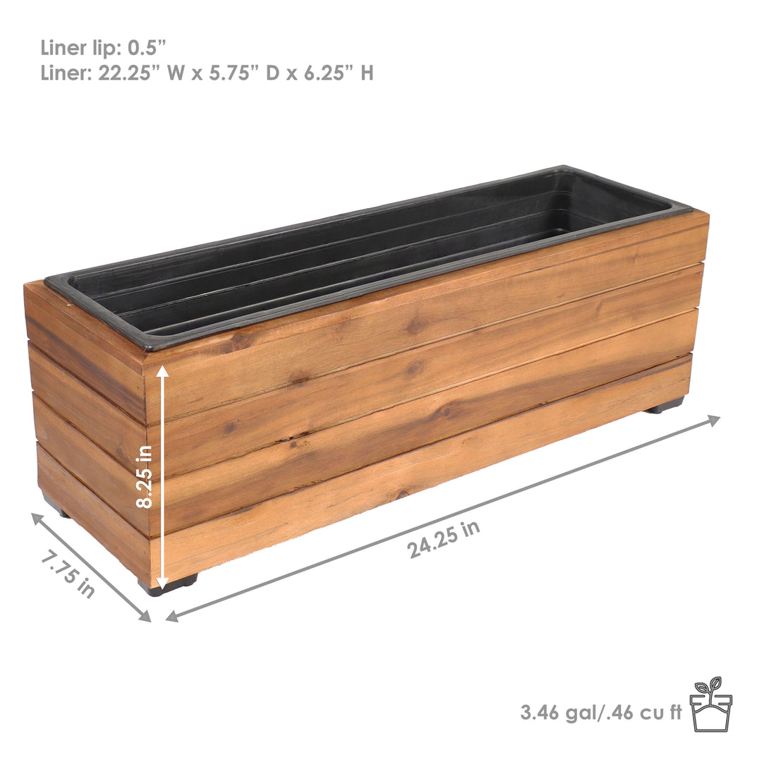 Sunnydaze 24.25 in Rectangle Wood Planter Box - Light Brown Stain Image 3