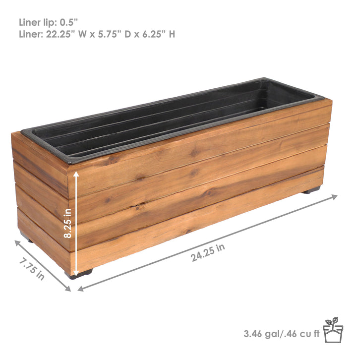 Sunnydaze 24.25 in Rectangle Wood Planter Box - Light Brown Stain Image 3