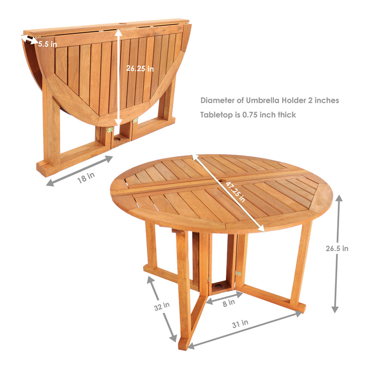 Sunnydaze Malaysian Hardwood Gateleg Patio Table with Teak Oil Finish Image 3