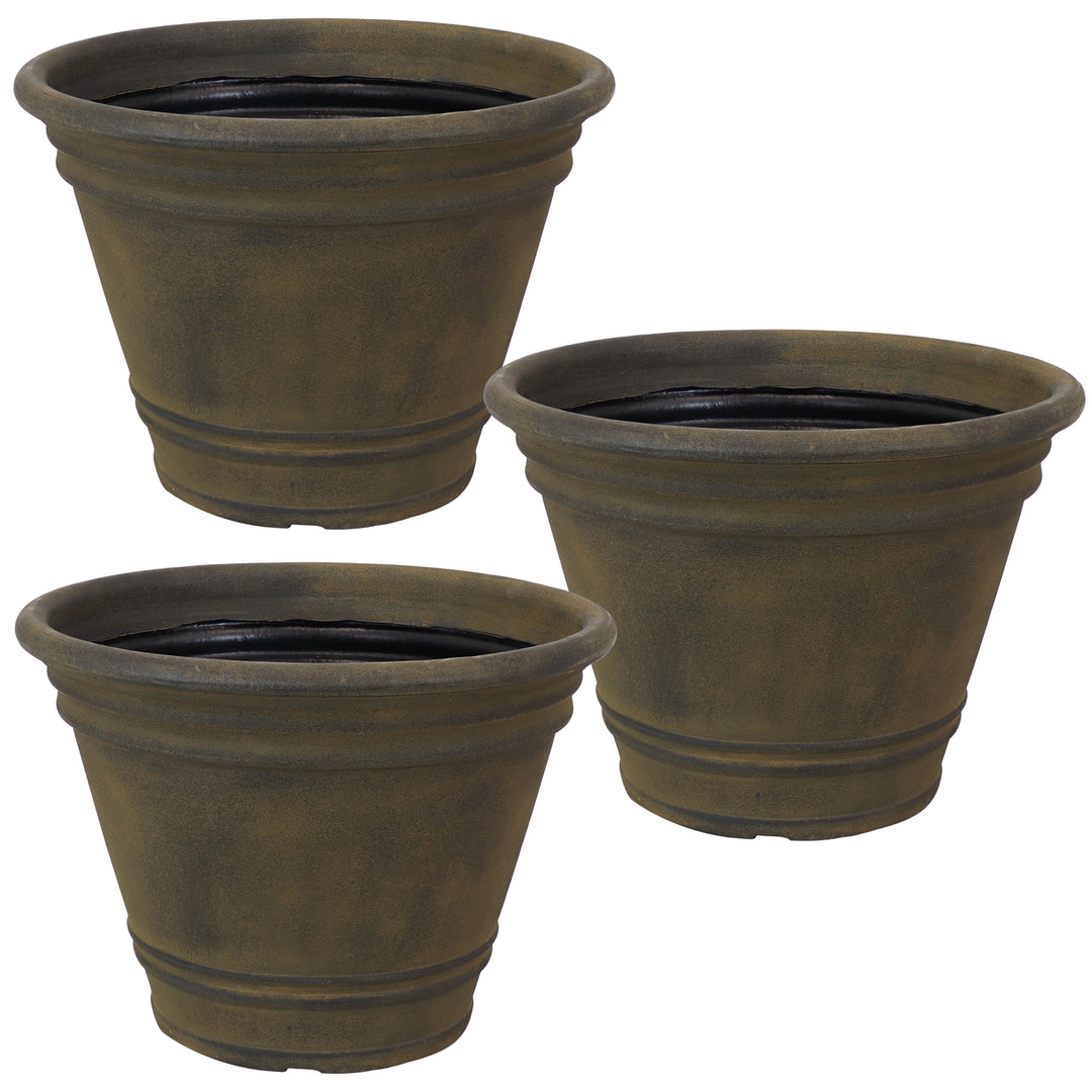 Sunnydaze 20 in Franklin Unbreakable Polyresin Planter - Sable - Set of 3 Image 1