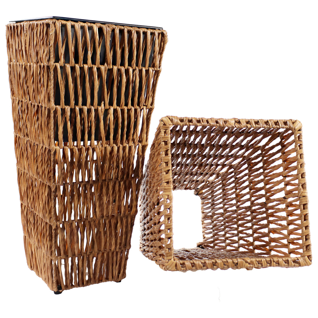 Sunnydaze 11 in Hyacinth Poly-Wicker Planter - Barley - Set of 2 Image 7