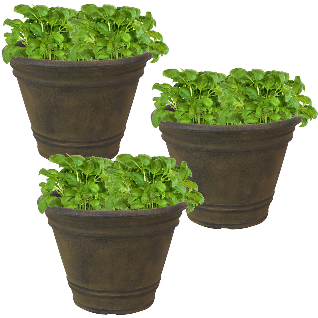 Sunnydaze 20 in Franklin Unbreakable Polyresin Planter - Sable - Set of 3 Image 5