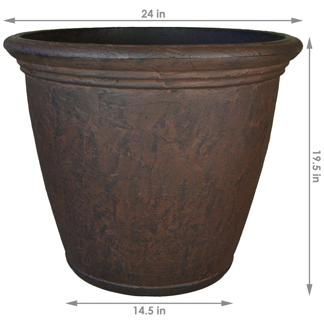 Sunnydaze 24 in Anjelica Unbreakable Polyresin Planter - Rust - Set of 3 Image 3