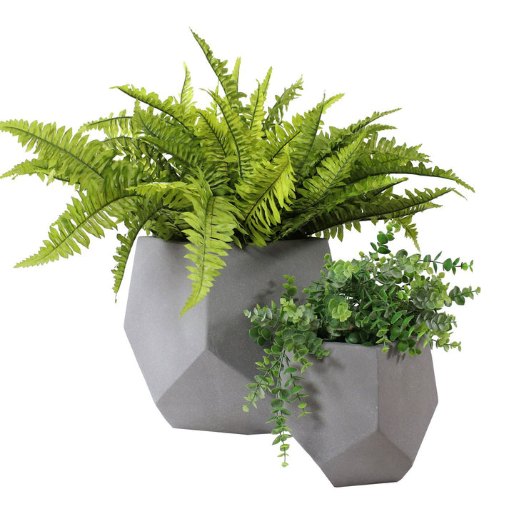 Sunnydaze 2-Piece Square-Top Cement Planters - Moondust Image 5