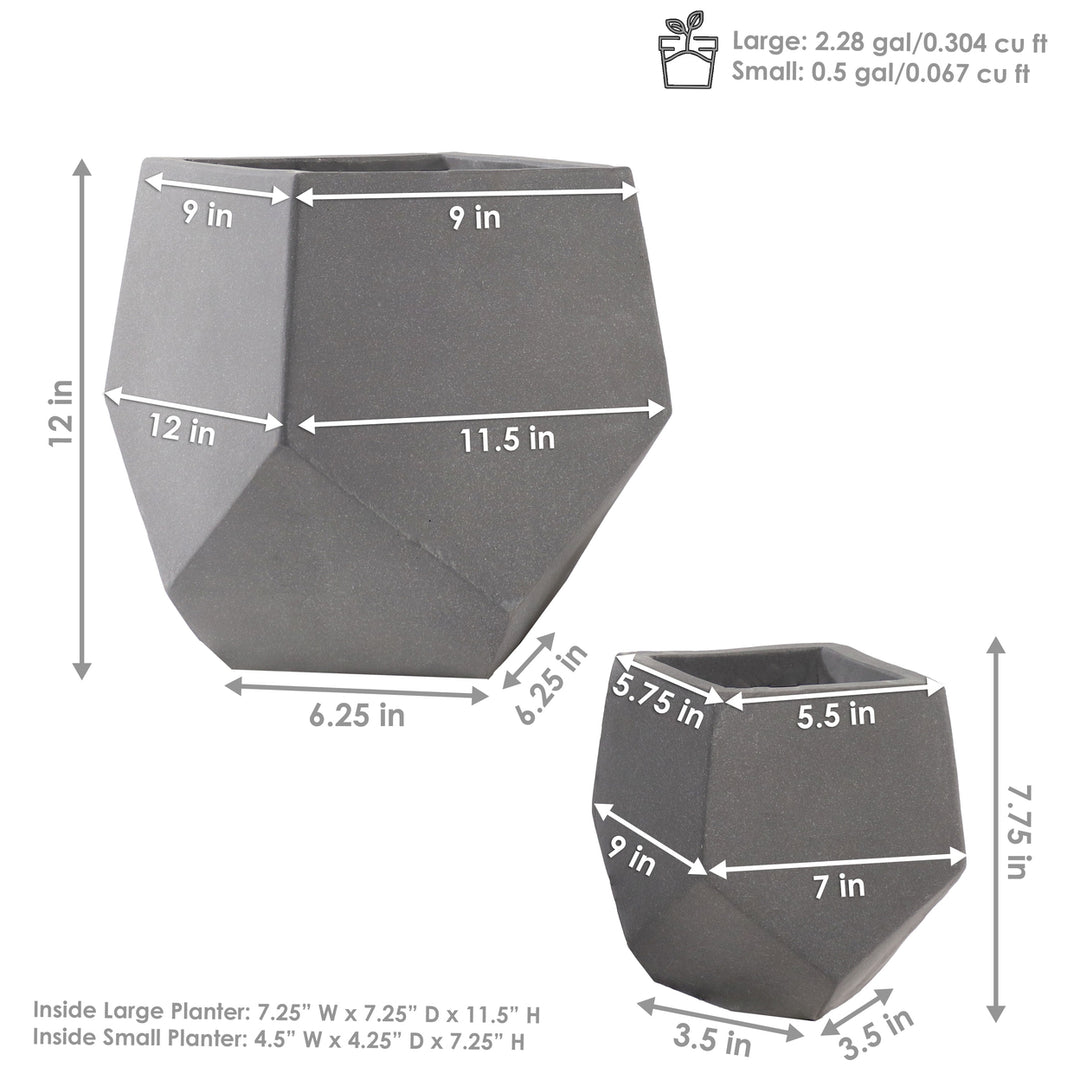 Sunnydaze 2-Piece Square-Top Cement Planters - Moondust Image 3