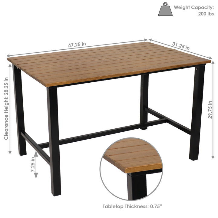 Sunnydaze 47.25" x 31.25" European Chestnut Patio Dining Image 3