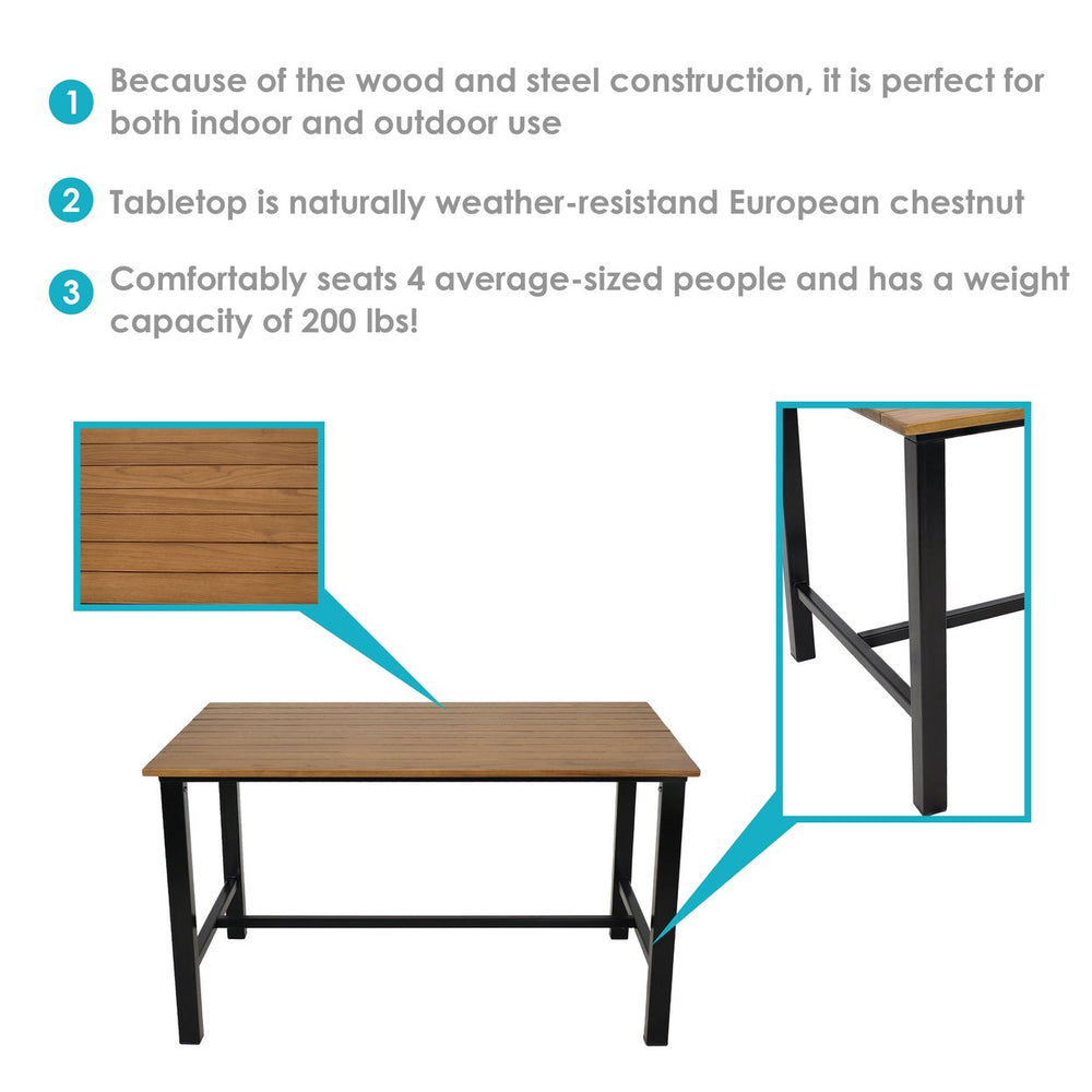 Sunnydaze 47.25" x 31.25" European Chestnut Patio Dining Image 2