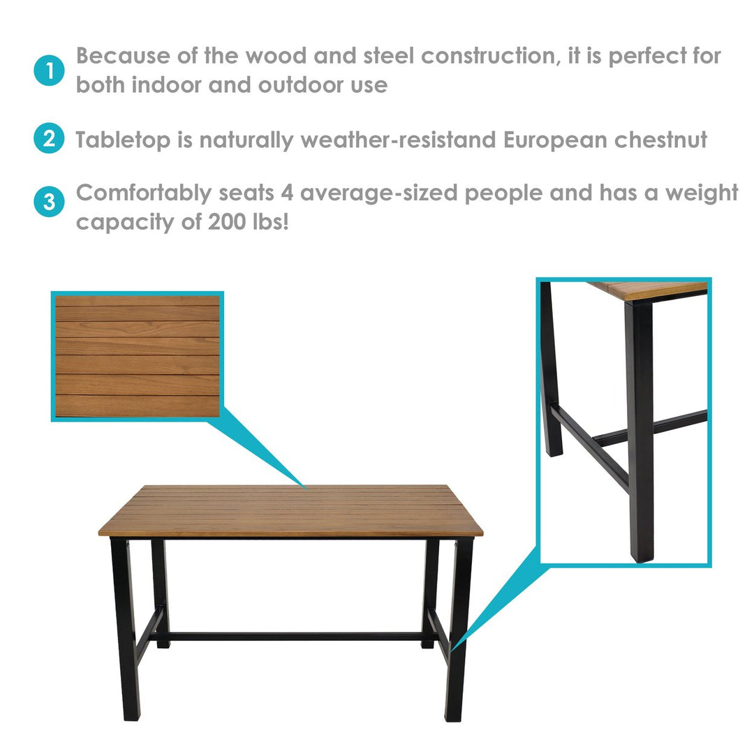 Sunnydaze 47.25" x 31.25" European Chestnut Patio Dining Image 4