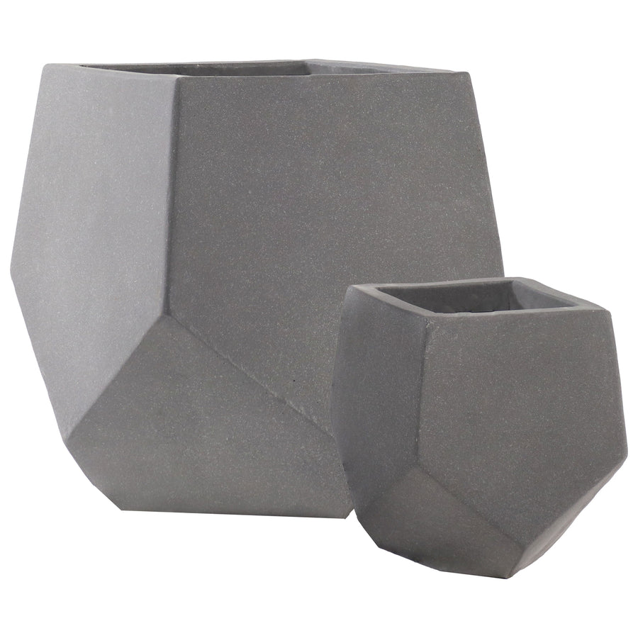 Sunnydaze 2-Piece Square-Top Cement Planters - Moondust Image 1