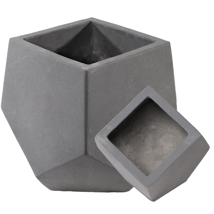 Sunnydaze 2-Piece Square-Top Cement Planters - Moondust Image 6