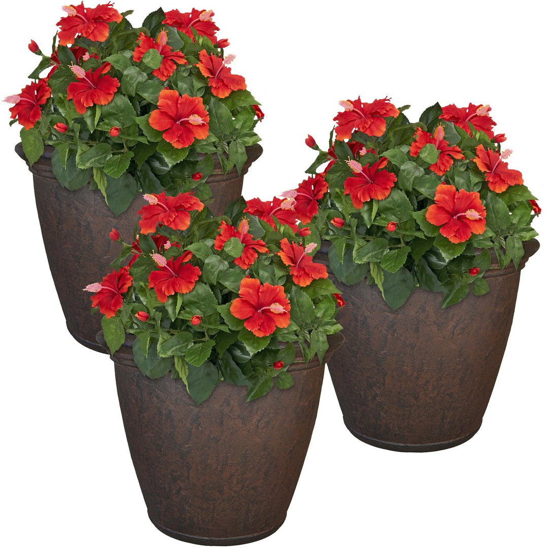 Sunnydaze 24 in Anjelica Unbreakable Polyresin Planter - Rust - Set of 3 Image 5