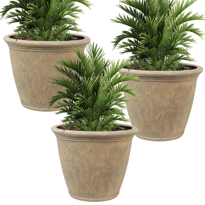 Sunnydaze 24 in Anjelica Unbreakable Polyresin Planter - Beige - Set of 3 Image 6