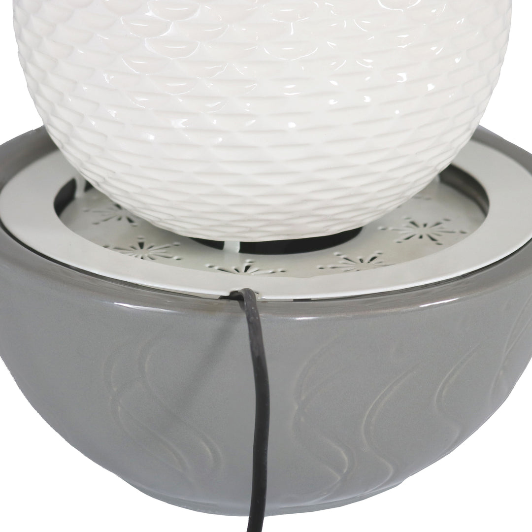 Sunnydaze Patterned Sphere Indoor Fountain with LED Lights - Gray- 9.5" Image 8