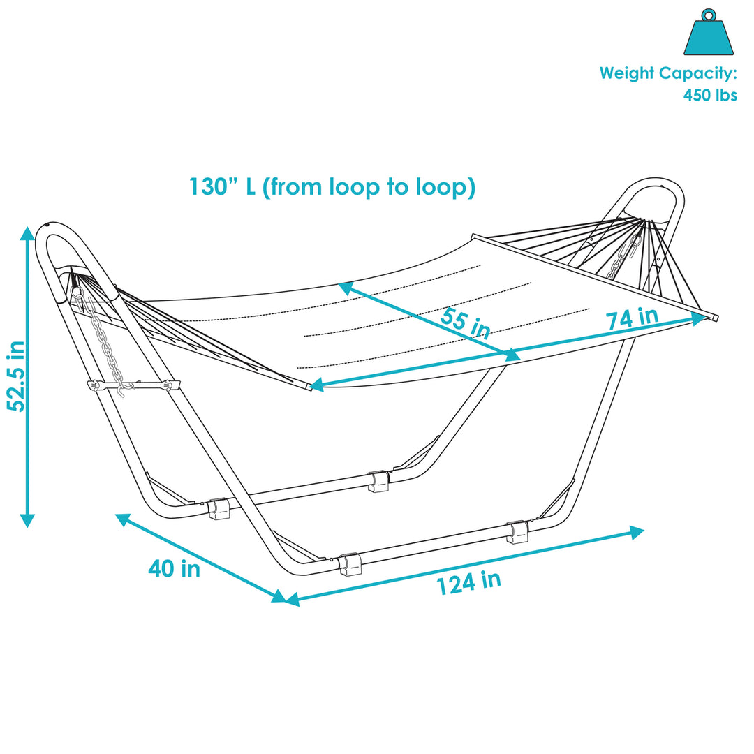 Sunnydaze 2-Person Quilted Hammock with Universal Steel Stand - Misty Beach Image 3