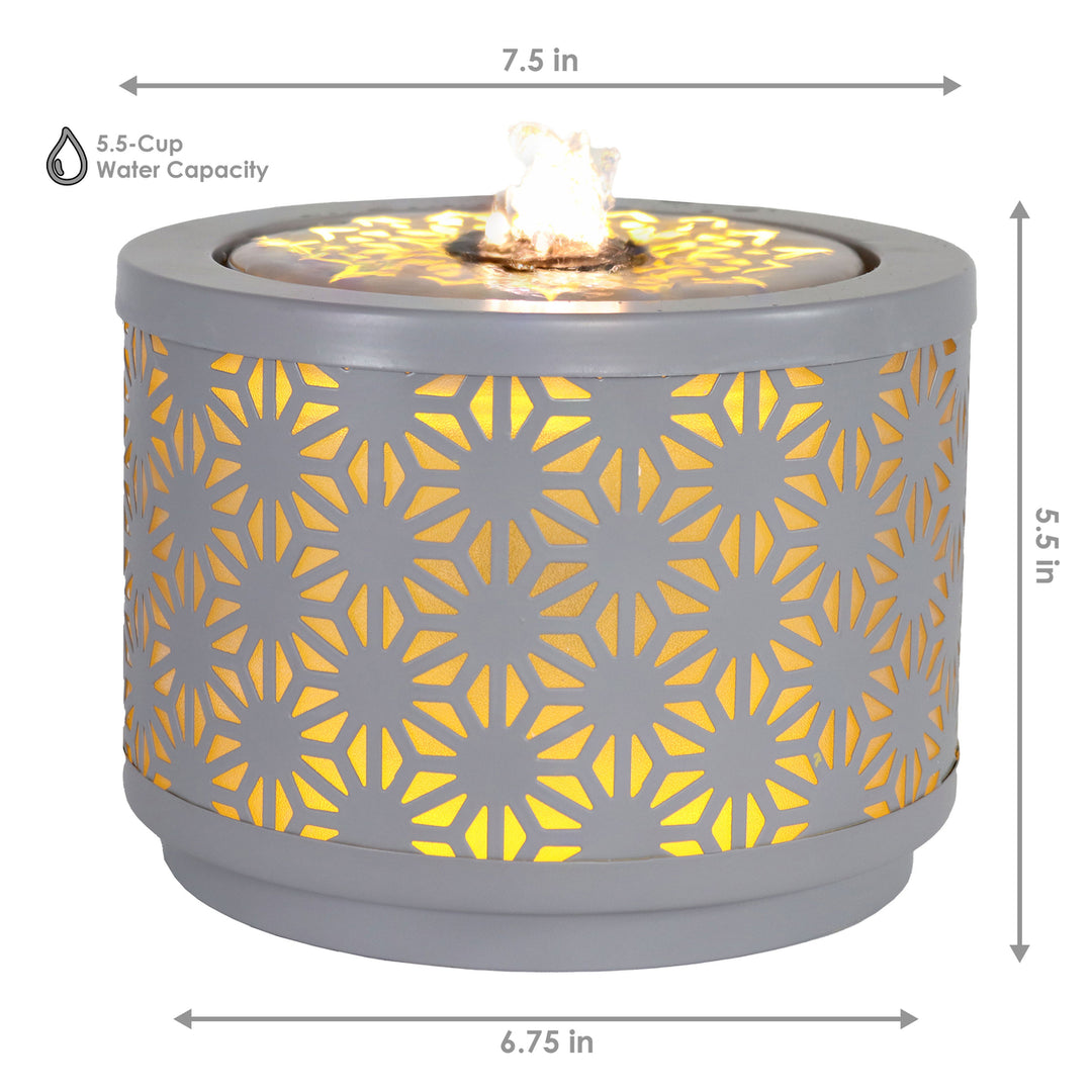 Sunnydaze Geometric Flower Cutout Indoor Tabletop Fountain - 5.5" H Image 3