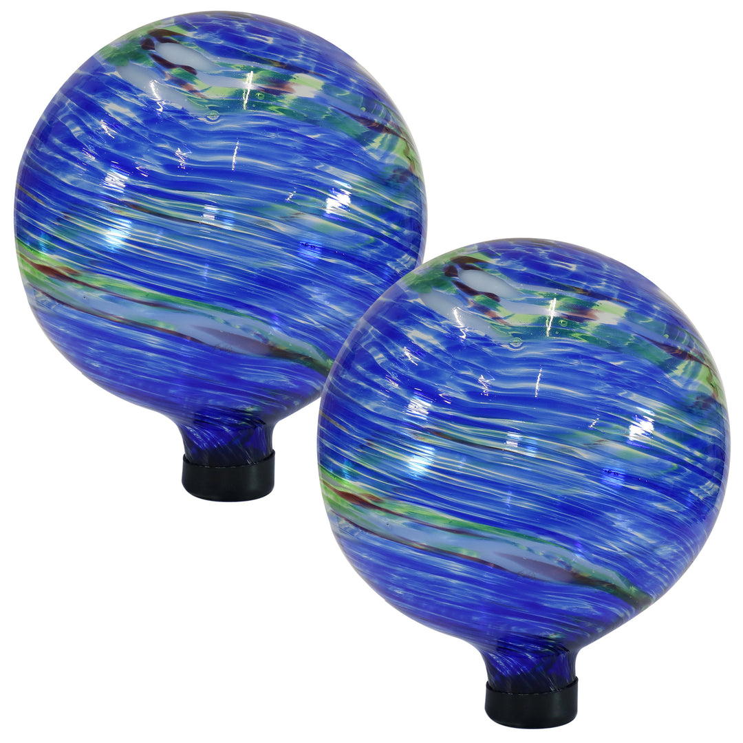 Sunnydaze Northern Lights Glass Gazing Globe - 10 in - 2-Pack Image 1