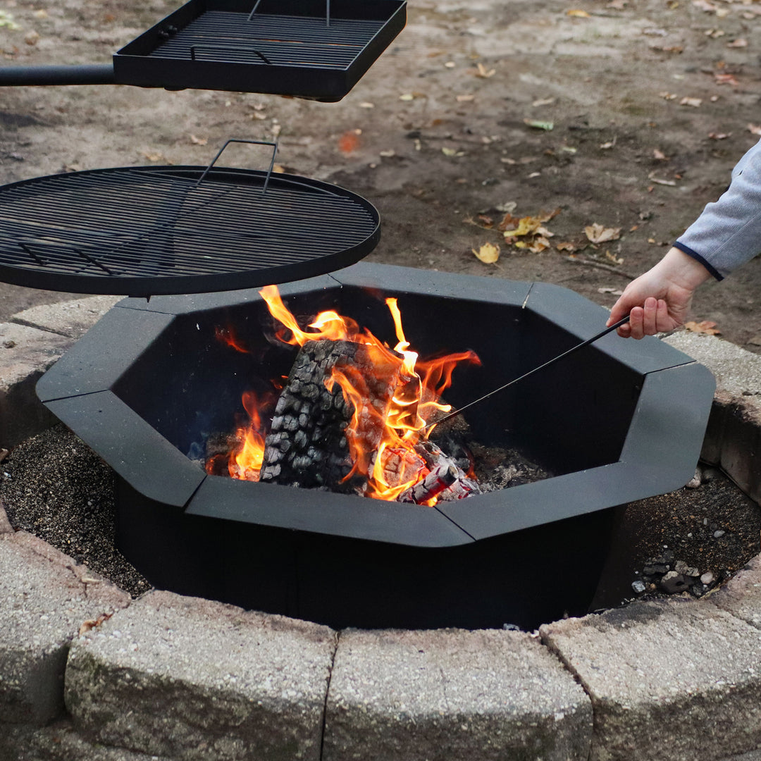 Sunnydaze 30 in Heavy-Duty Steel Octagon Above/In-Ground Fire Pit Liner Image 5