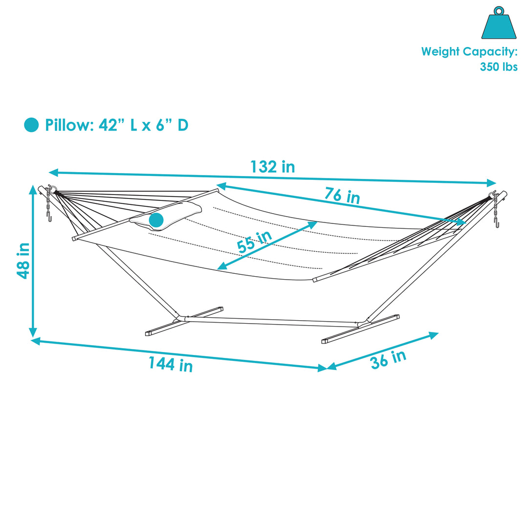 Sunnydaze 2-Person Quilted Fabric Hammock with Steel Stand - Tidal Wave Image 3