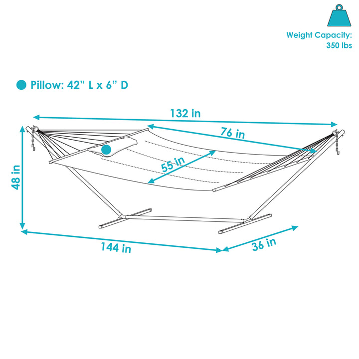 Sunnydaze 2-Person Quilted Fabric Hammock with Steel Stand - Tidal Wave Image 3