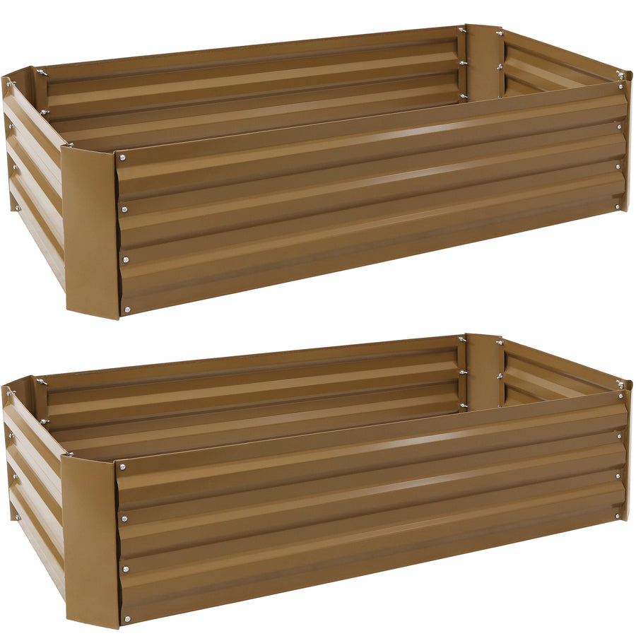 Sunnydaze 48 in Galvanized Steel Rectangle Raised Bed - Brown - Set of 2 Image 1