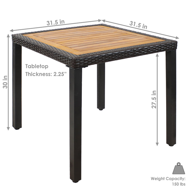 Sunnydaze 31.5 in Acacia Wood and Wicker Square Patio Dining Image 3