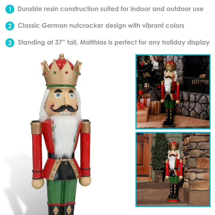 Sunnydaze Matthias the Prince Outdoor Nutcracker - 35 in - Set of 2 Image 2