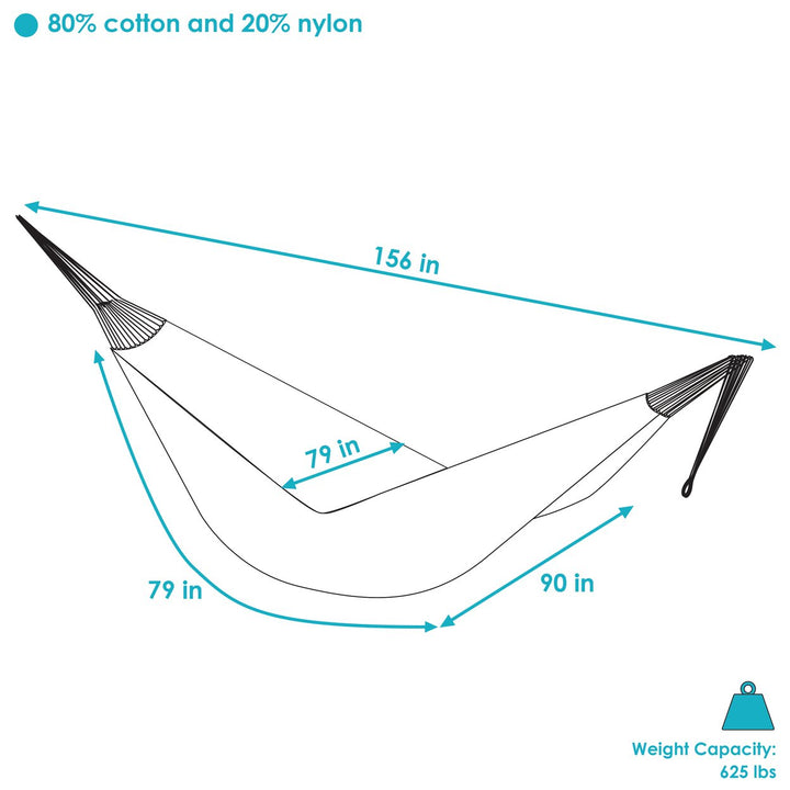 Sunnydaze 2-Person Woven Cotton/Nylon Hammock with Steel Stand - Blue Image 3