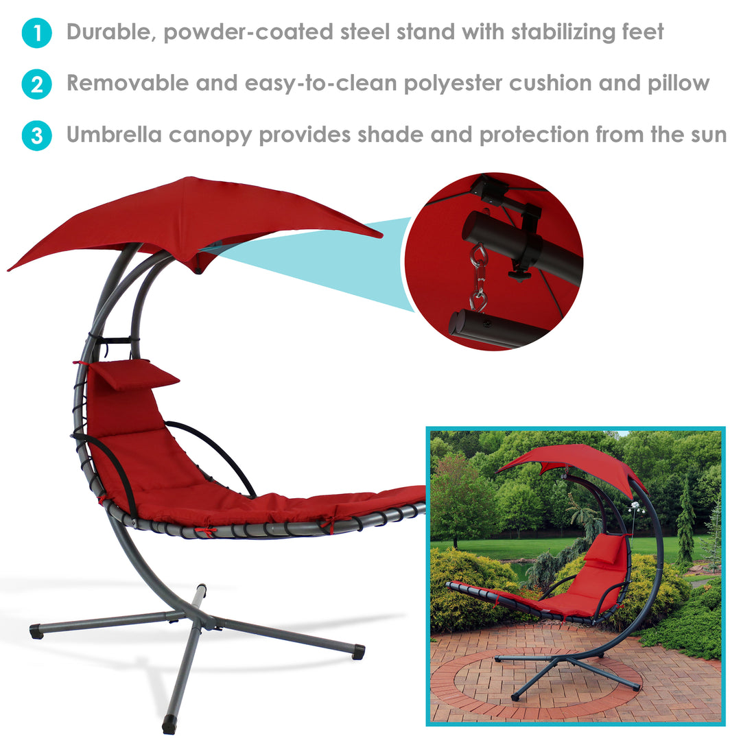 Sunnydaze Floating Lounge Chair with Umbrella and Stand - Set of 2 Image 2