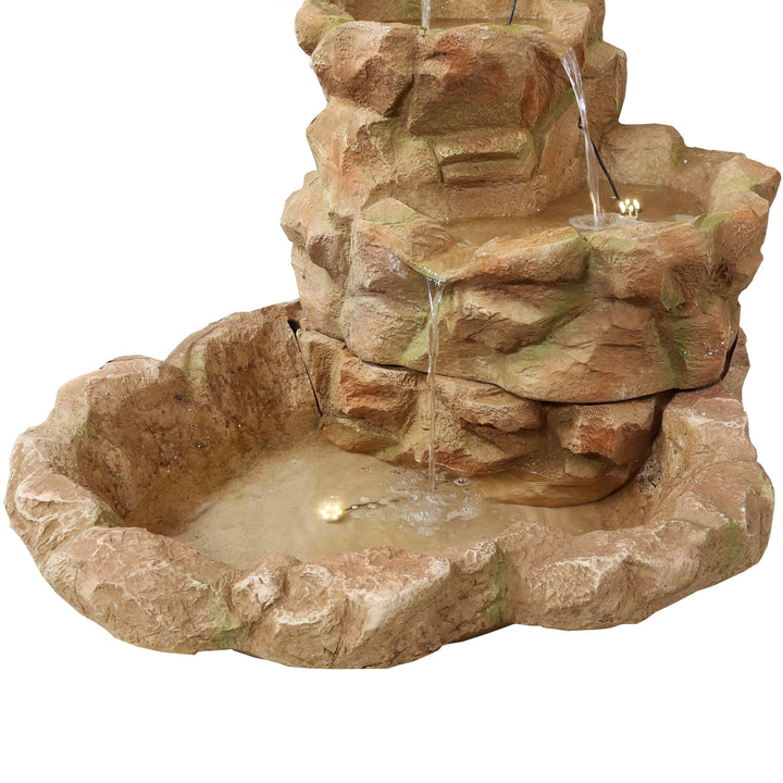 Sunnydaze Lighted Stone Springs Waterfall Fountain with LED Lights - 42 in Image 6