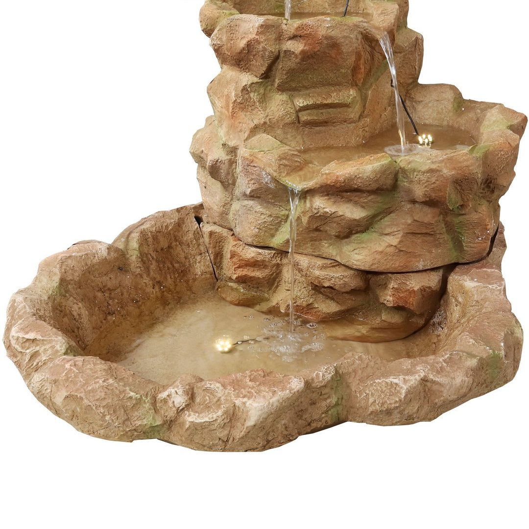 Sunnydaze Lighted Stone Springs Waterfall Fountain with LED Lights - 42 in Image 7