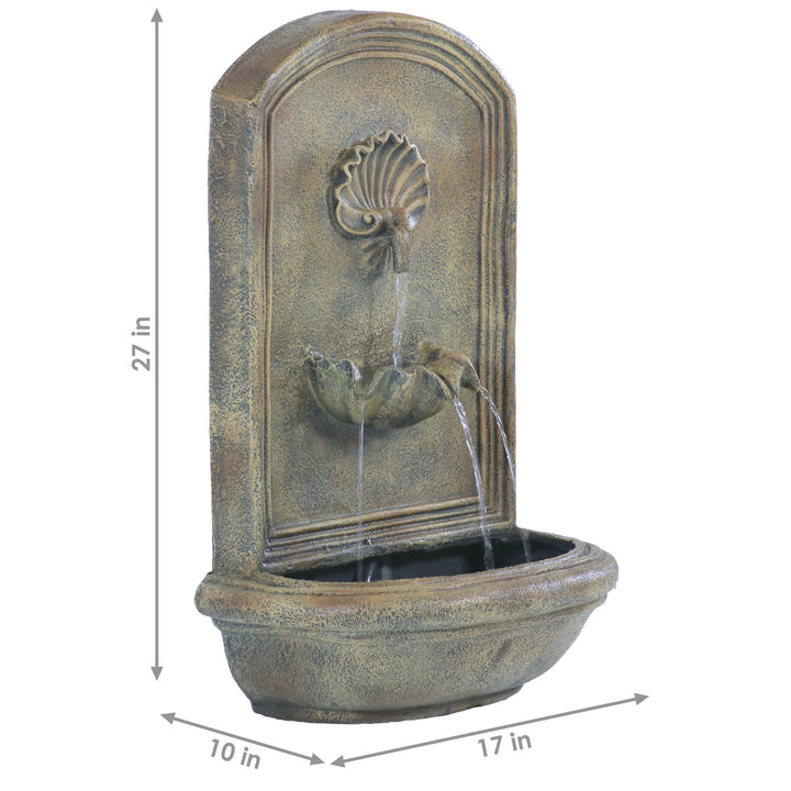 Sunnydaze Seaside Polystone Outdoor Solar Wall Fountain - Florentine Stone Image 3