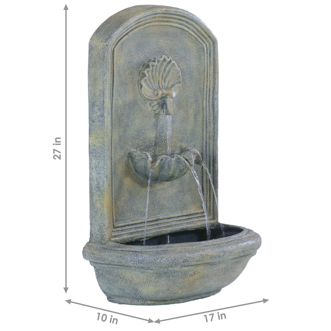 Sunnydaze Seaside Polystone Outdoor Solar Wall Fountain - French Limestone Image 3