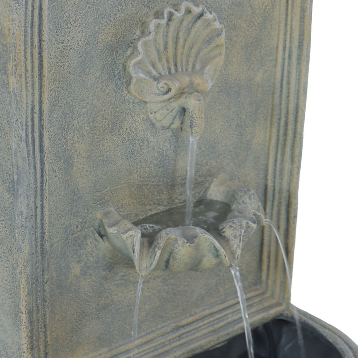 Sunnydaze Seaside Polystone Outdoor Solar Wall Fountain - French Limestone Image 5