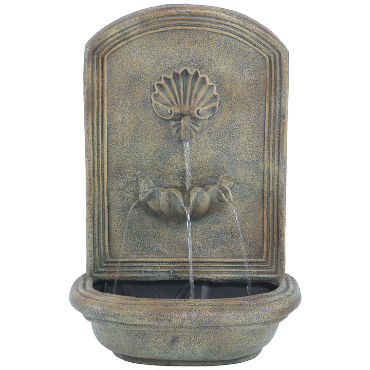 Sunnydaze Seaside Polystone Outdoor Solar Wall Fountain - Florentine Stone Image 8