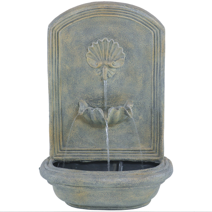 Sunnydaze Seaside Polystone Outdoor Solar Wall Fountain - French Limestone Image 8