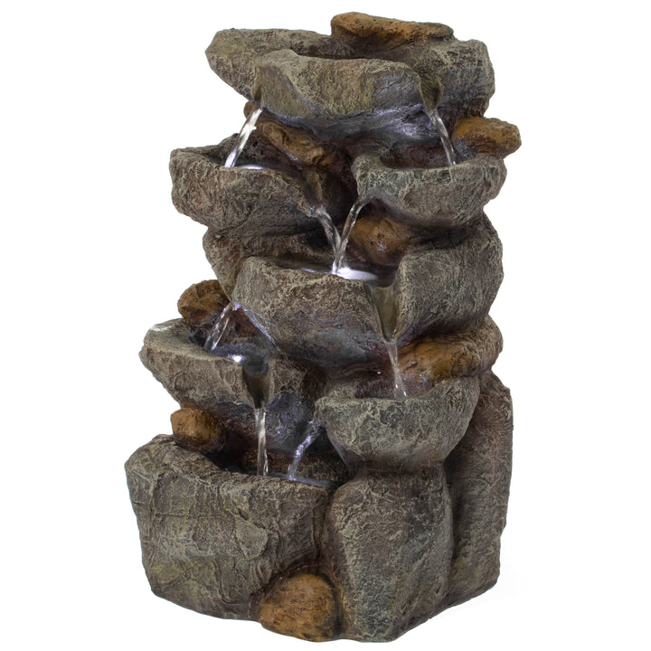 Cascading Electric Powered 8-Tier Rock Water Fountain 18.5" for Indoor and Outdoor Use Image 1