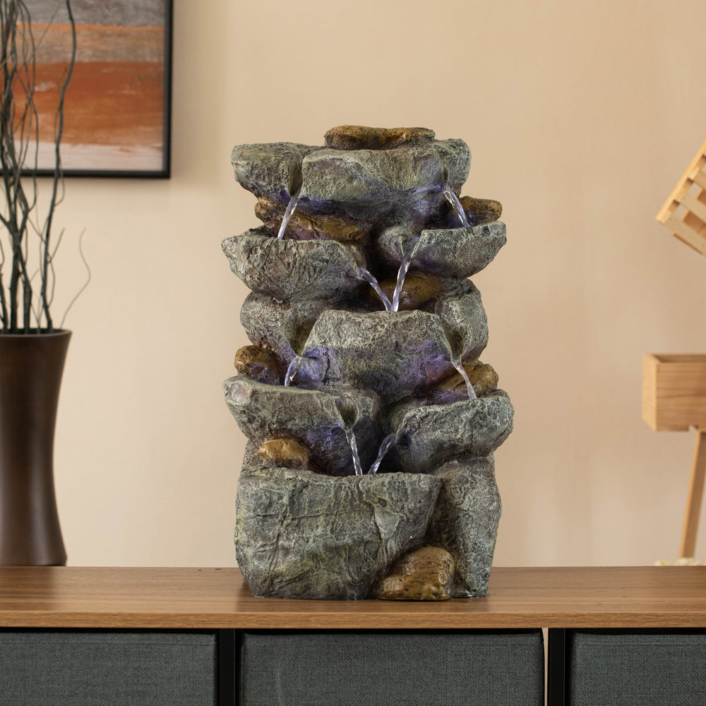 Cascading Electric Powered 8-Tier Rock Water Fountain 18.5" for Indoor and Outdoor Use Image 2