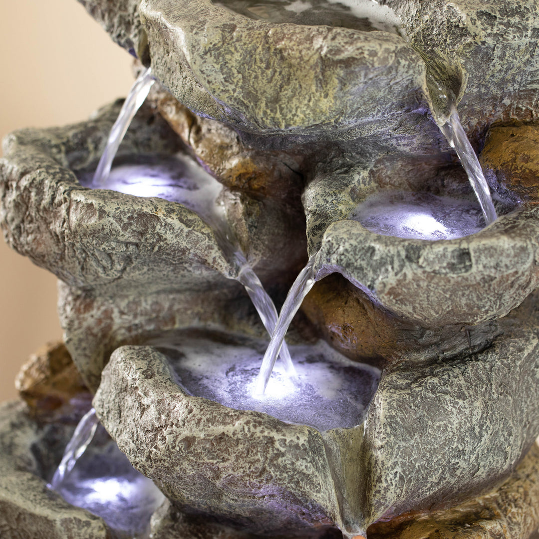 Cascading Electric Powered 8-Tier Rock Water Fountain 18.5" for Indoor and Outdoor Use Image 5