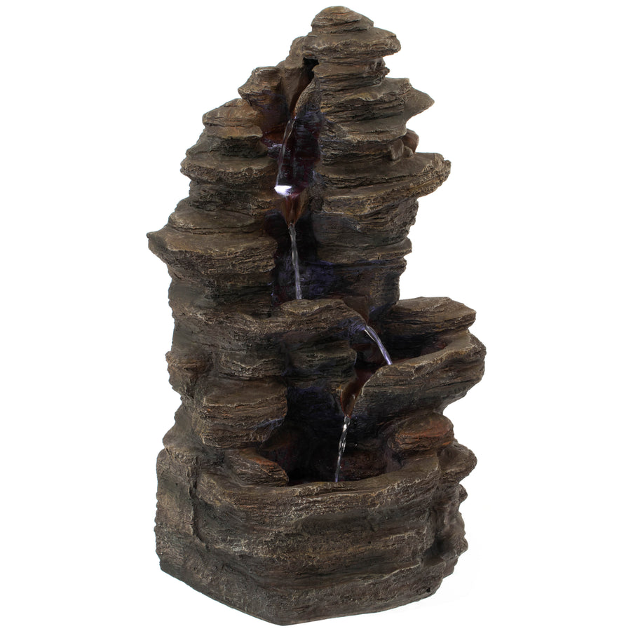 Cascading Electric Powered 4-Tier Rock Water Fountain 24" for Indoor and Outdoor Use Image 1