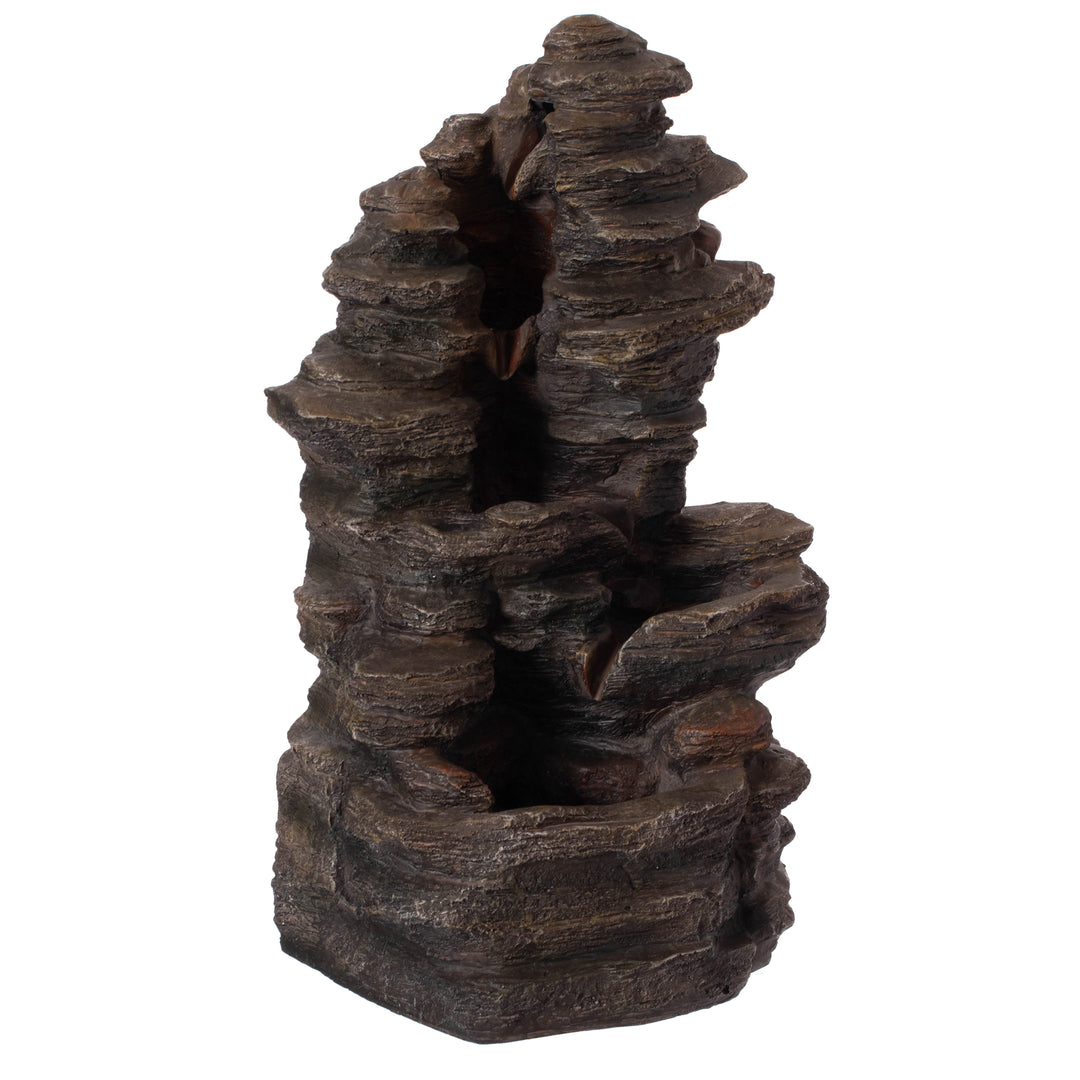 Cascading Electric Powered 4-Tier Rock Water Fountain 24" for Indoor and Outdoor Use Image 6