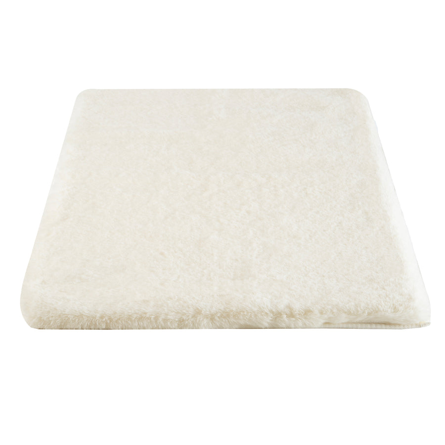 Faux faux Bathmat Rug 34x21 Machine Washable Soft Beige Non-Slip High Pile Image 1