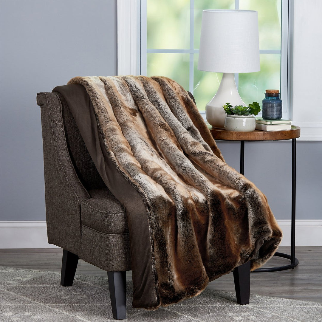 Faux faux Throw - Luxurious Zobel Faux Marten Sable faux Blanket Faux Mink Back Image 1