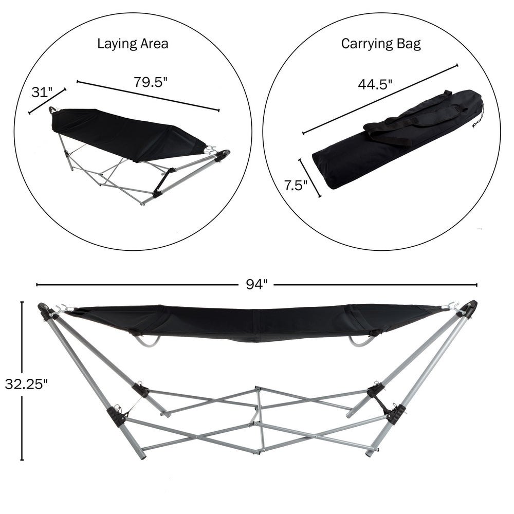 Portable Hammock with Stand Adult Size Camping Backyard Holds 250 Pounds Image 2