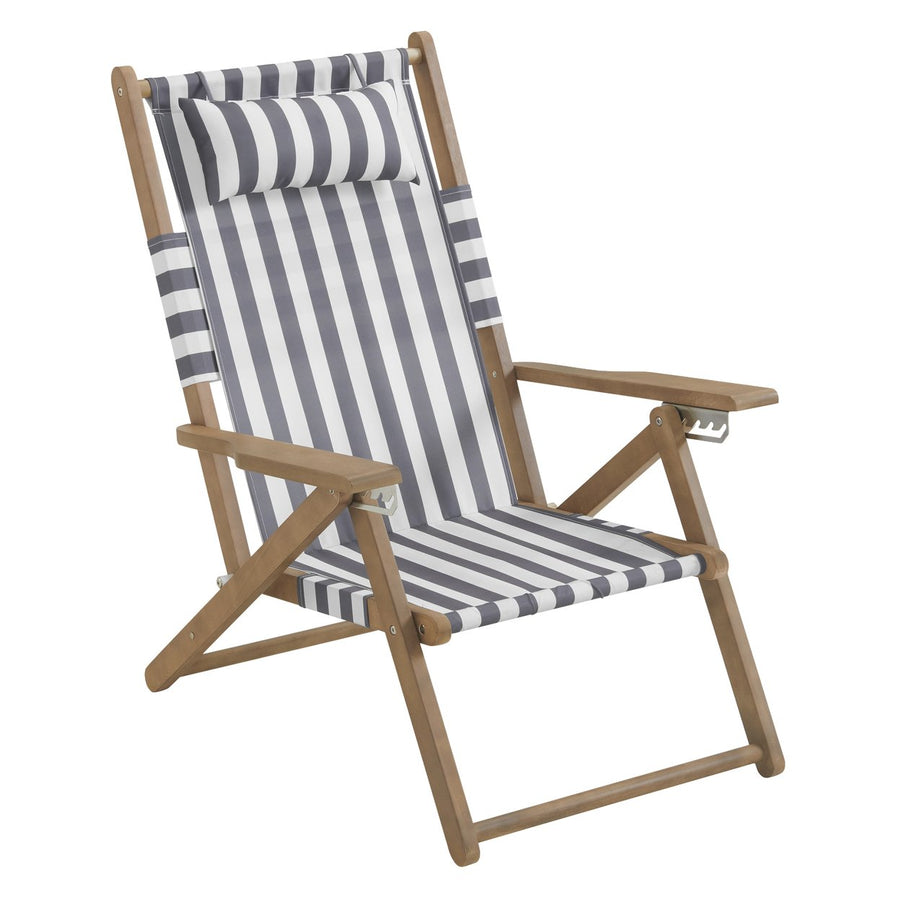 Beach Chair Wood Folding Chair 4-Position Reclining Seat Beach Essentials, Gray Image 1