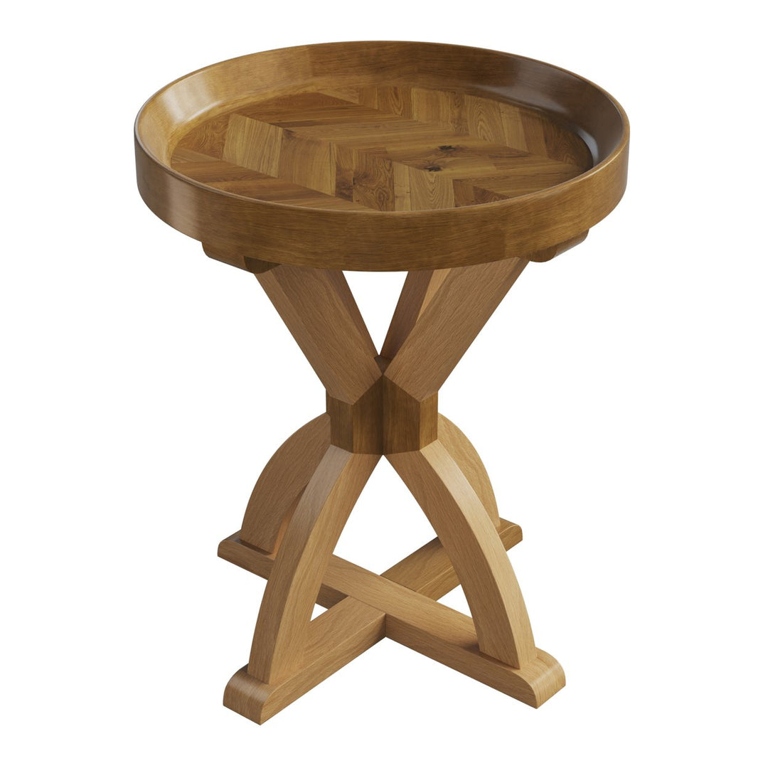 Mango Wood Side Table Natural Farmhouse Pedestal Table 18x18x22 Living Room Furniture Image 1