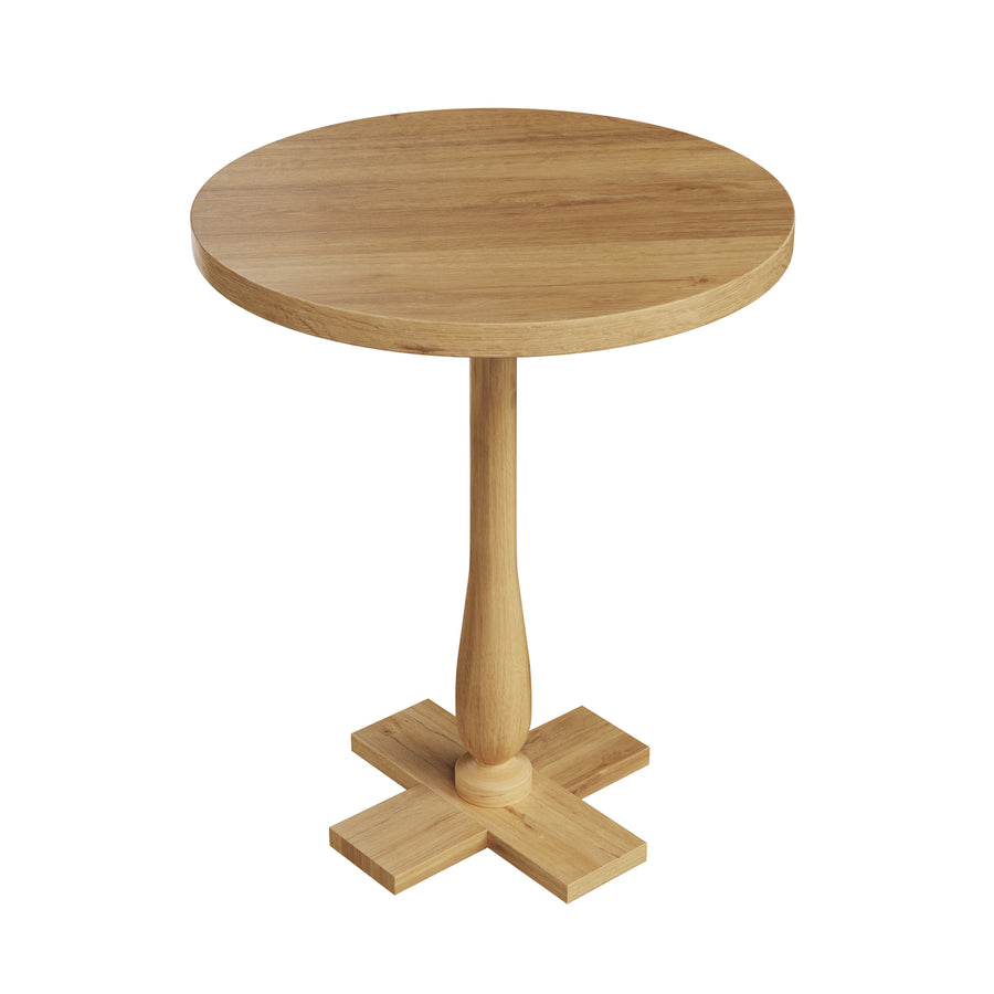 Side Table Mango Wood Pedestal Table White Distressing Farmhouse Living Room Image 1
