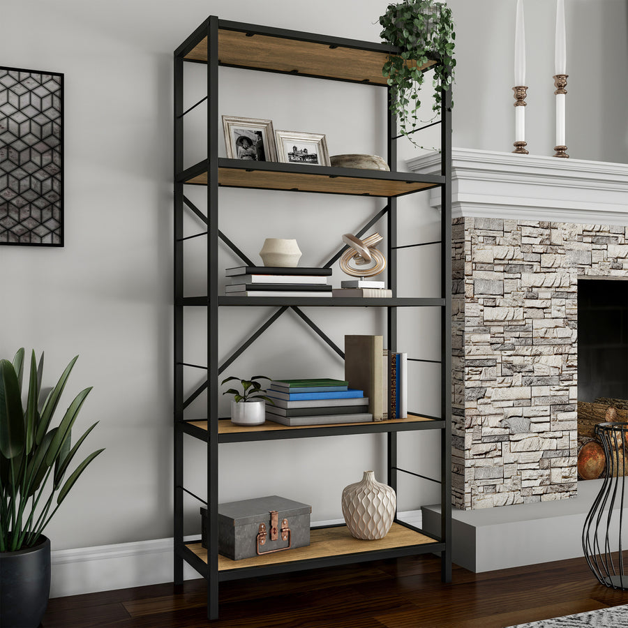 5-Tier Bookshelf Open Style Etagere Storage Shelving Unit Bedroom Garage Image 1